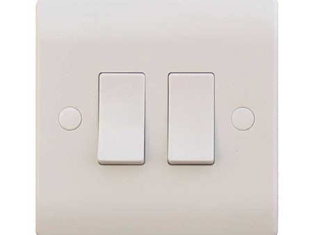 2 Gang 2 Way 10A White Wall Switch For Sale