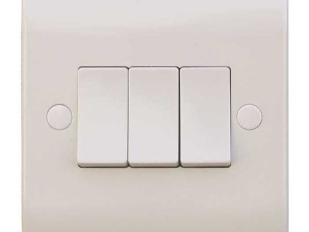 3 Gang 2 Way 10A White Wall Switch For Sale