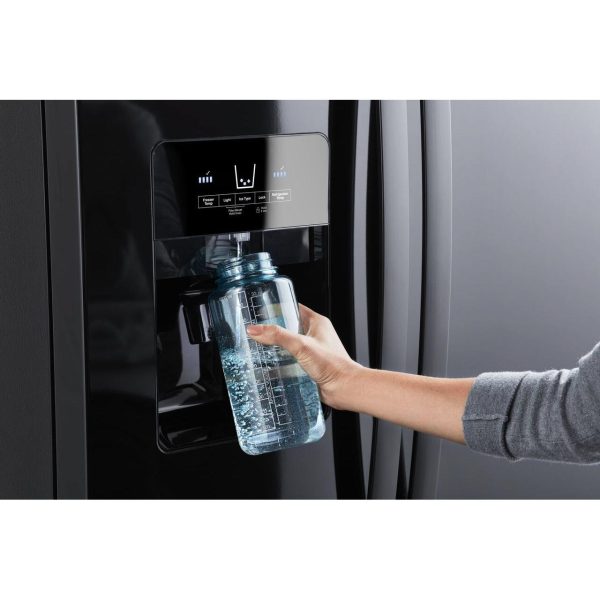 Whirlpool Réfrigérateur côte-à-côte de 36 po, 24,5 pi cu amovible avec distributeur externe de glaçons et d eau avec filtration d eau  EveryDrop™ WRS335SDHB Cheap